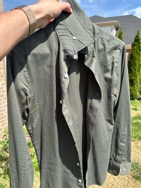 Bonobos Olive Green Lightweight Desk to Dinner Shirt